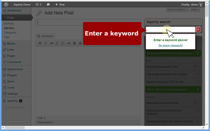 Squirrly SEO Plugin keyword research tool