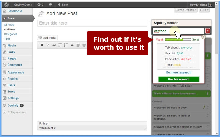 Squirrly SEO wordPress plugin SEO assistant