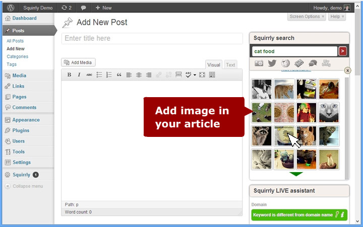 Image Inspiration box UI of this SEO plugin