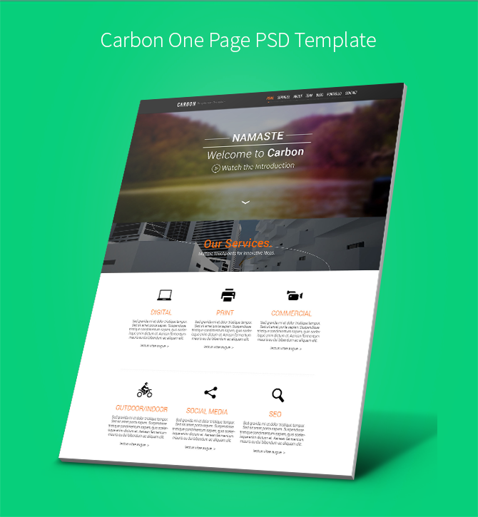 Carbon one page PSD Template 