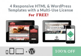 4 responsive HTML WordPress Templates bundle feature image