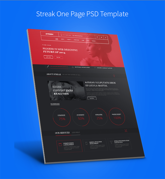 streak one page Free PSD Templatre