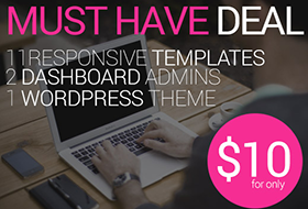 11 Responsive Themes, a pair of Bootstrap Admin Dashboard