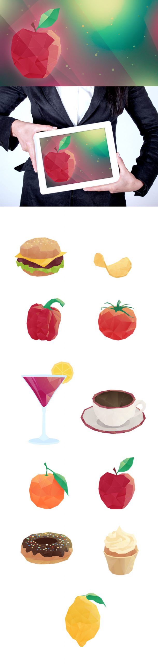 Polygonal Vector elements on Food and beverages