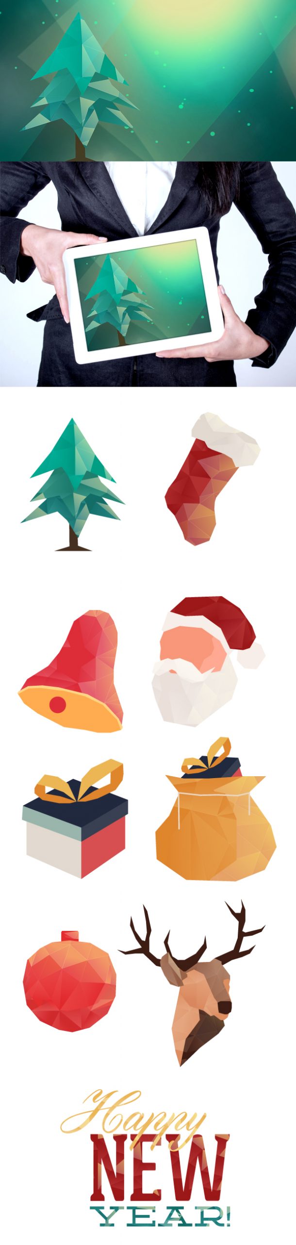 Polygonal Vector elements on Christmas elements