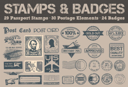 High Quality Postage Stamps and Badges bundle feature image