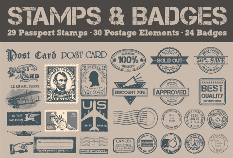High Quality Postage Stamps and Badges bundle feature image