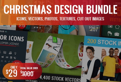 Christmas Design Bundle Feature Image showcasing a collage of photos