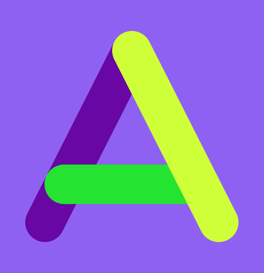 Colorful A alphabet against mauve background