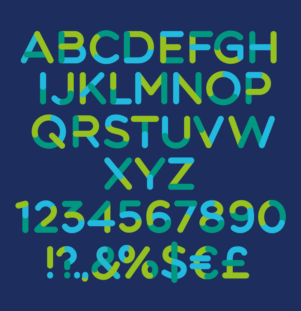 alphabets in navy blue backgrounds - vector typeface