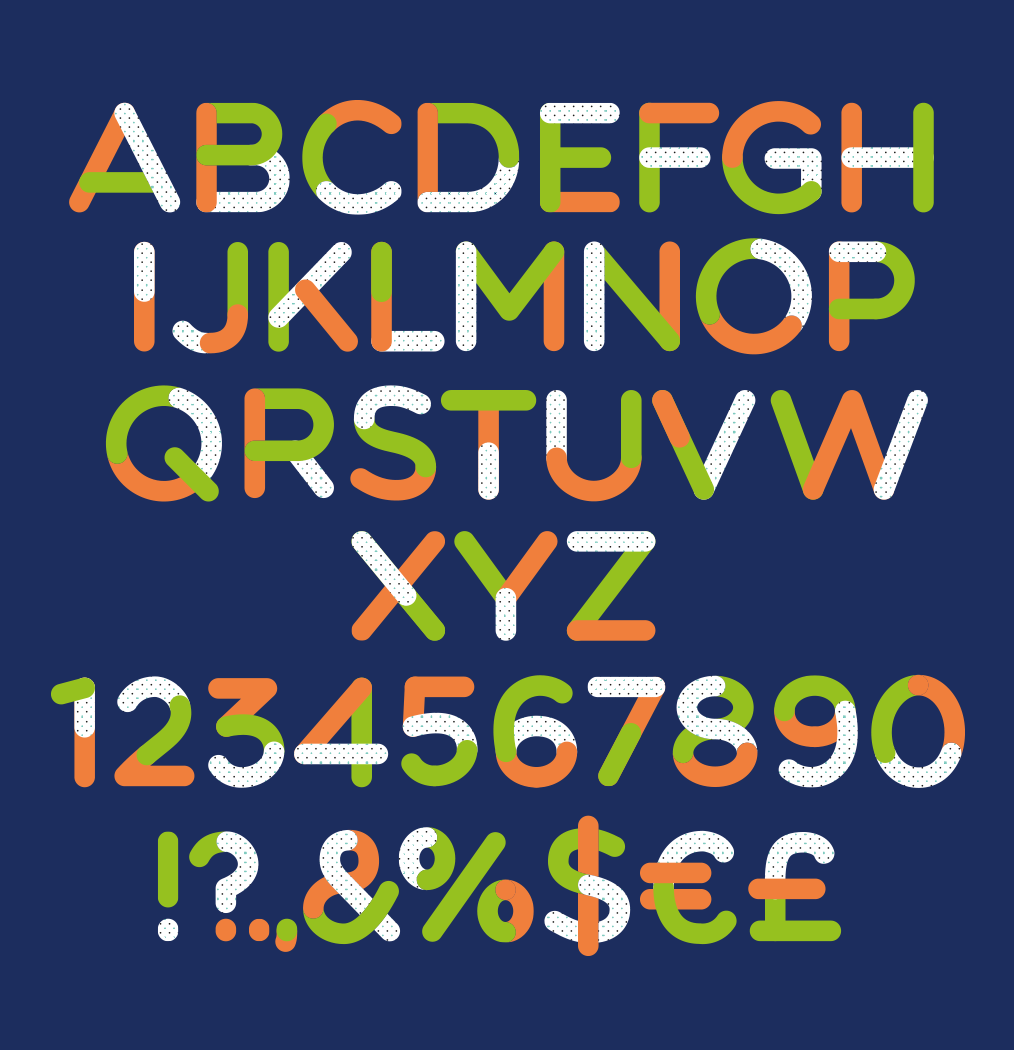 colorful Alphabets with polka dots 