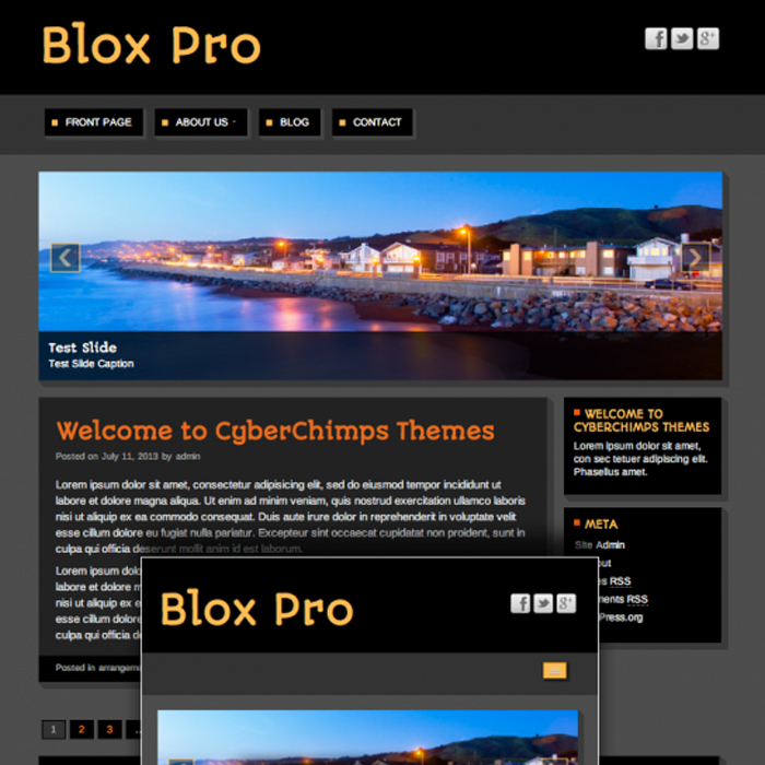 Blox Pro - responsive theme in grey and black