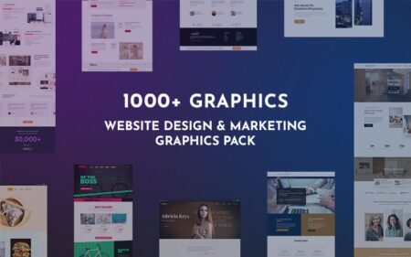 Feature image of 1000+ graphics website and marketing pack