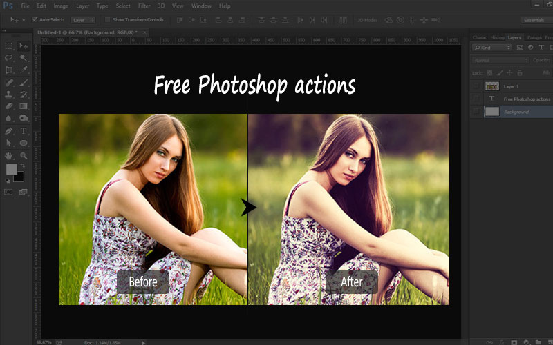 free photoshop actions course