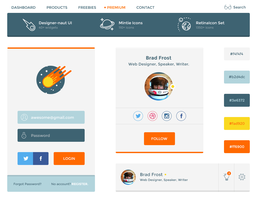 Designer-naut: Flat UI Kit Feature image