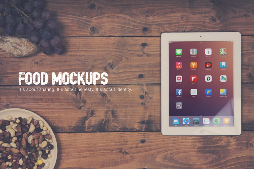 Food mockup of grapes and nuts