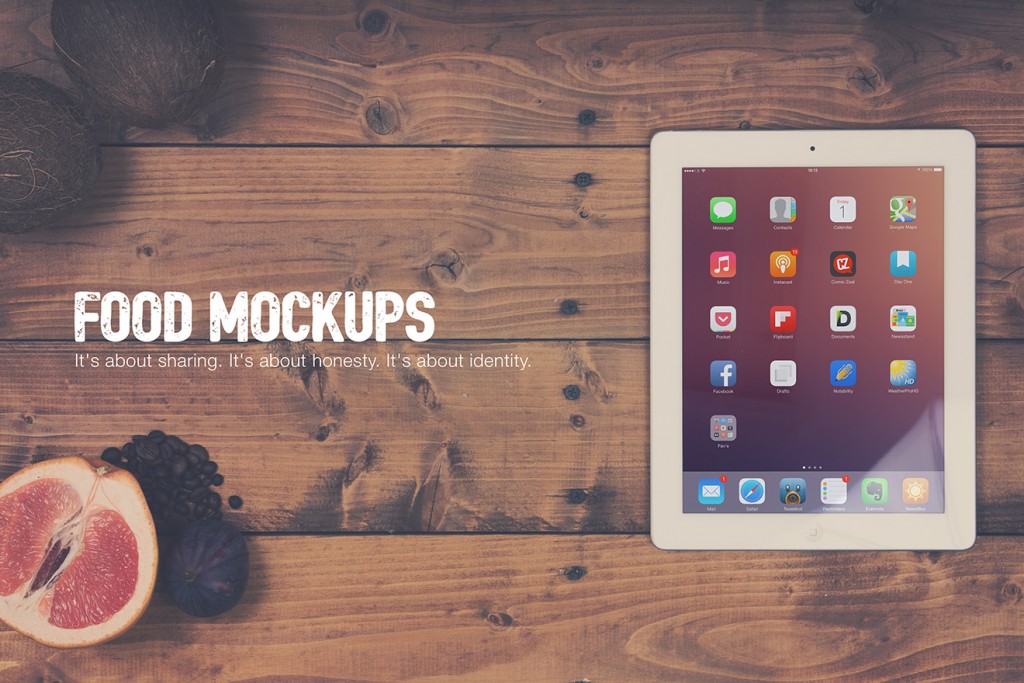 Food mockup with a wooden mockup