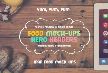 PSD Photo-Realistic & Hand-Crafted Food Mockup Set Feature Image
