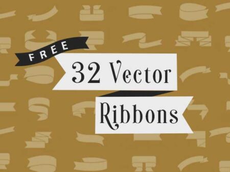 A Set Of 32 Vector Ribbon Objects For FREE
