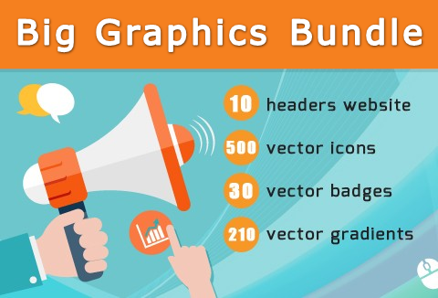 Web Graphics Bundle - 500 Icons, 210 gradients Feature Image