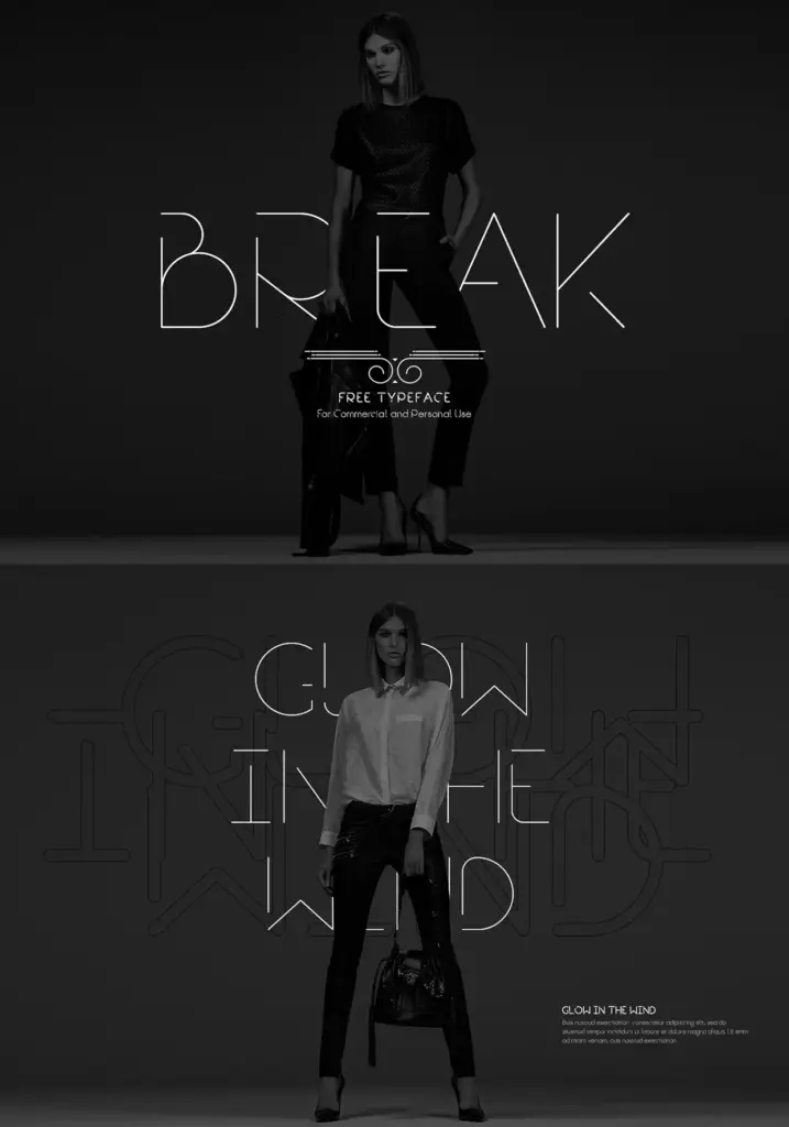 modern-free-font Break - modern free font on model's posters