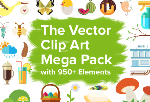 Huge Bundle of 950+ Vector Clip Art Elements Feature Image