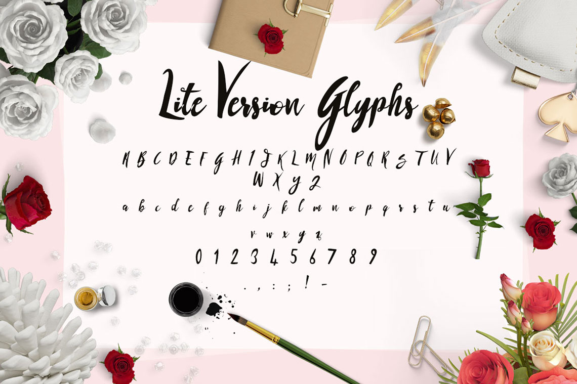 lite glyphs Free calligraphic font