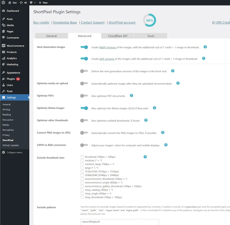 best wordpress image optimizer - WordPress Plugin Settings Dashboard after installation