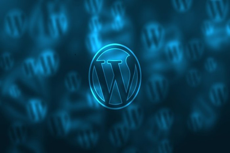 WordPress logo on a navy blue Background