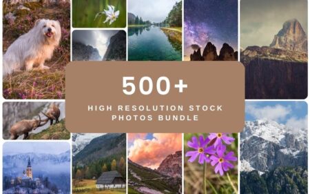 Collage of stock photos of animals, mountains, and landscapes.
