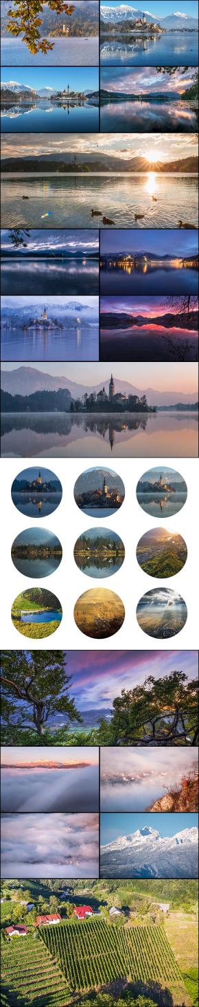 Collage of high resolution images of landscapes