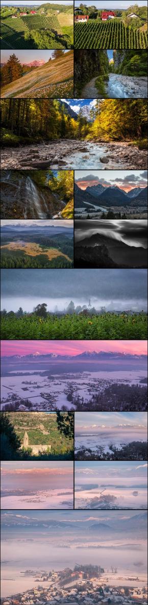 Collage of high resolution landscapes