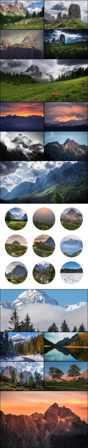 Collage of mountain stock photos