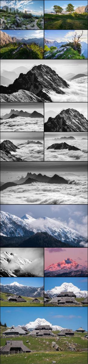 Collage of high resolution mountain images