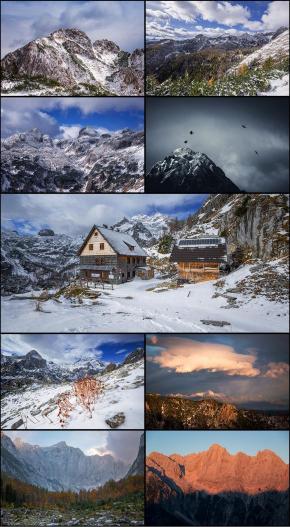 Collage of high resolution images of mountains