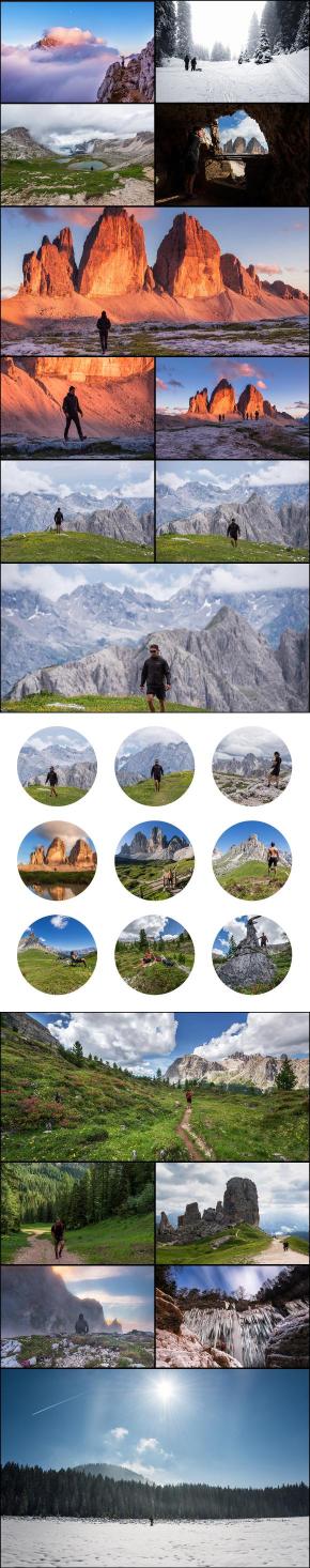 A collage of pictures of nature in various locations