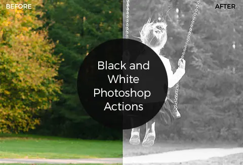 Black and white Photoshop action feature image