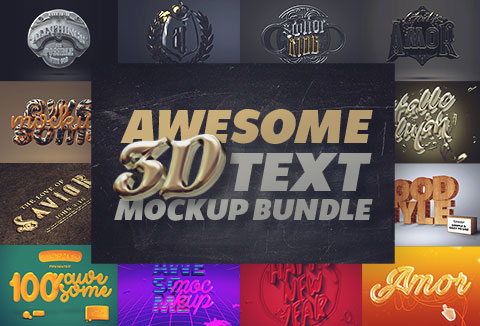 3D text mockup bundle