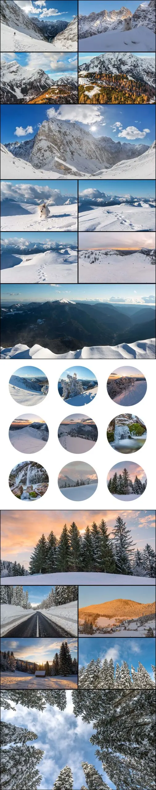Long collage of winter images 