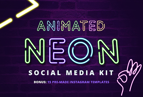 Animated Neon Signs Social Media Kit