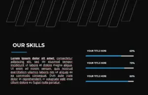 black creative PowerPoint Slide template displaying information .
