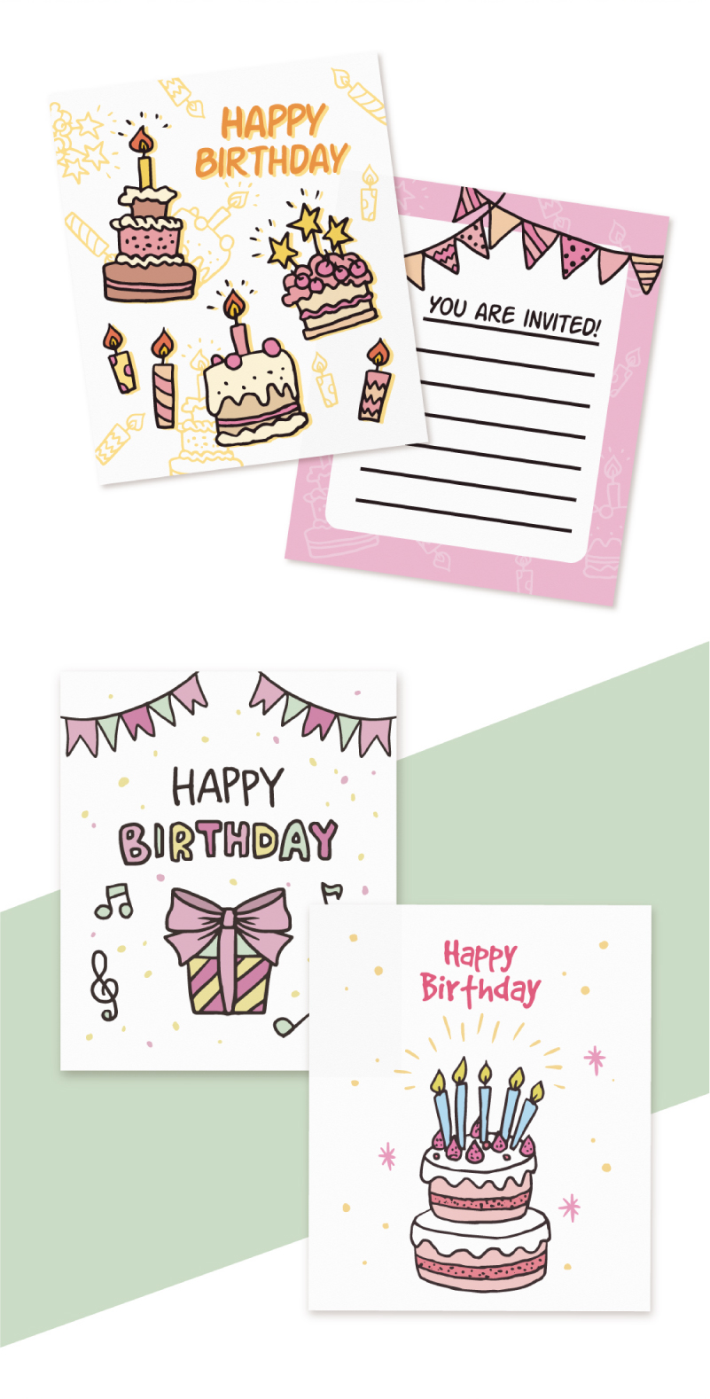 Hand-Drawn Birthday Cards Collection