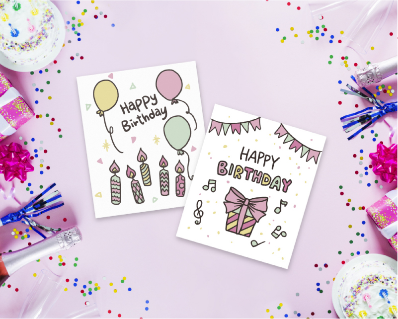 Hand-Drawn Birthday Cards Collection