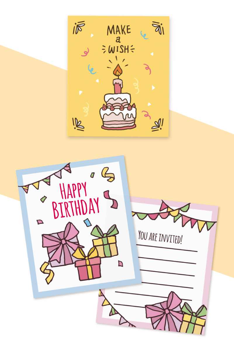 Carousal of Hand-Drawn Birthday Cards 