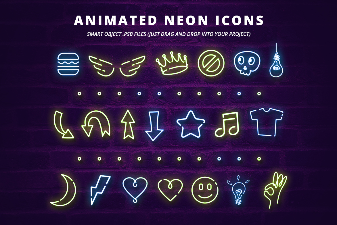 Social Media Creative Latest Trend-Animated Neon Icons