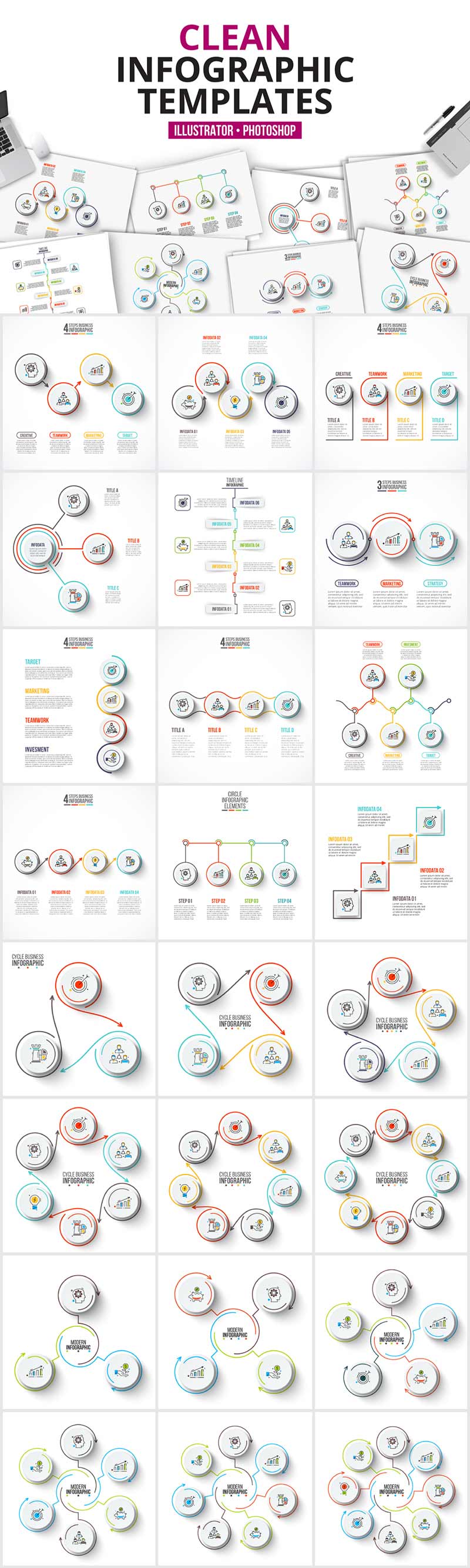 1200 Interactive Infographic Templates- 09_Clean