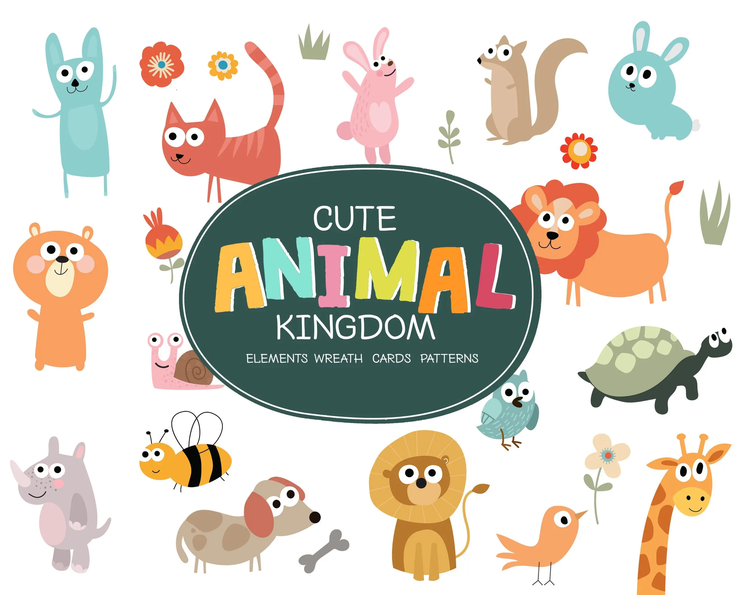 cute-animal-vector-elements The Tiny Joy Kids Vector Bundle - Cute Animals