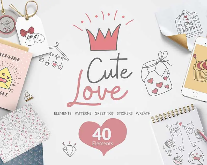 Love-Vector-Elements The Tiny Joy Kids Vector Bundle - Cute Love