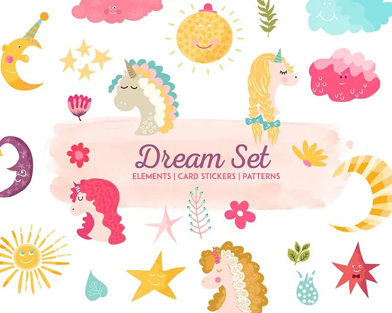 Dream-Vector-Elements The Tiny Joy Kids Vector Bundle - Dream Set