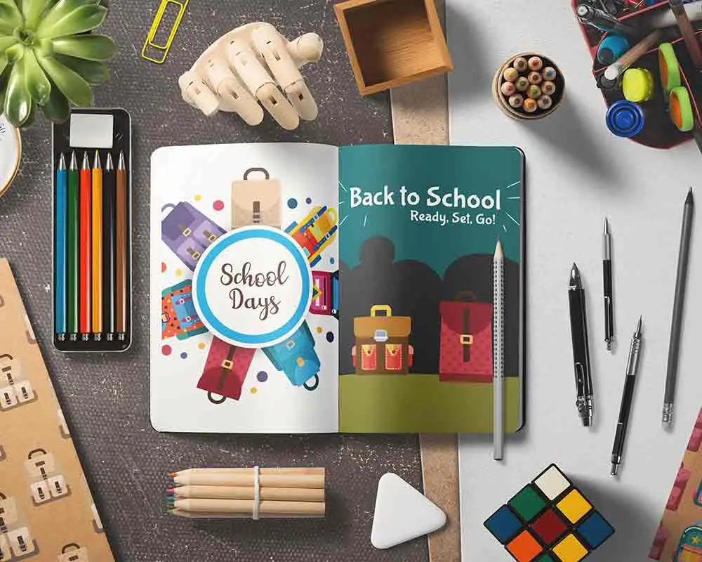 School-bag-vector School bags vector elements on a mockup